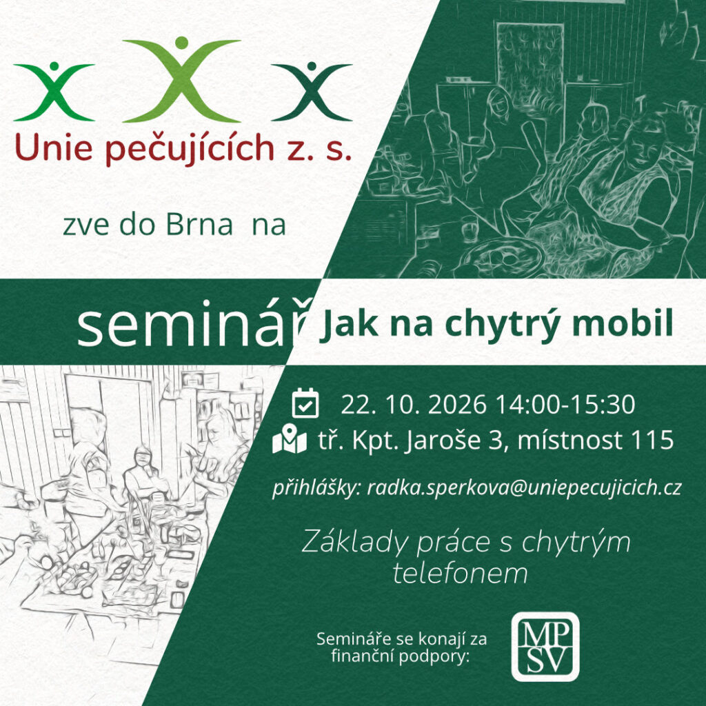22. 10. 2026 14:30-15:30
tř. Kpt. Jaroše 3, Brno, místonst 115
přihlášky: radka.sperkova@uniepecujicich.cz